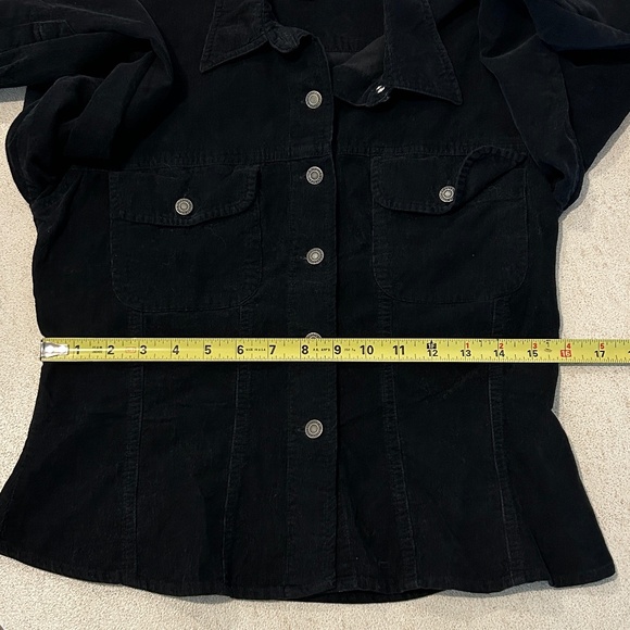 Club Monaco Denim Black Shirt Soft Fine Corduroy Size Medium Snaps Vintage - Picture 6 of 10